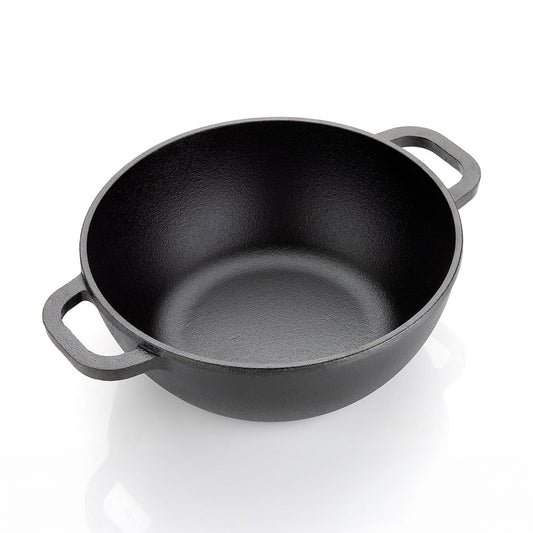 Cast Iron Kadai (Glass Lid) 24cm