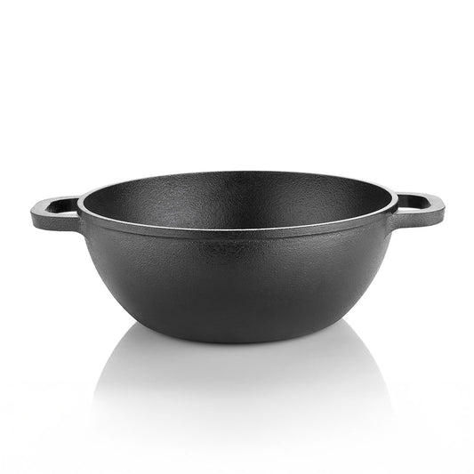 Cast Iron Kadai (Glass Lid) 24cm