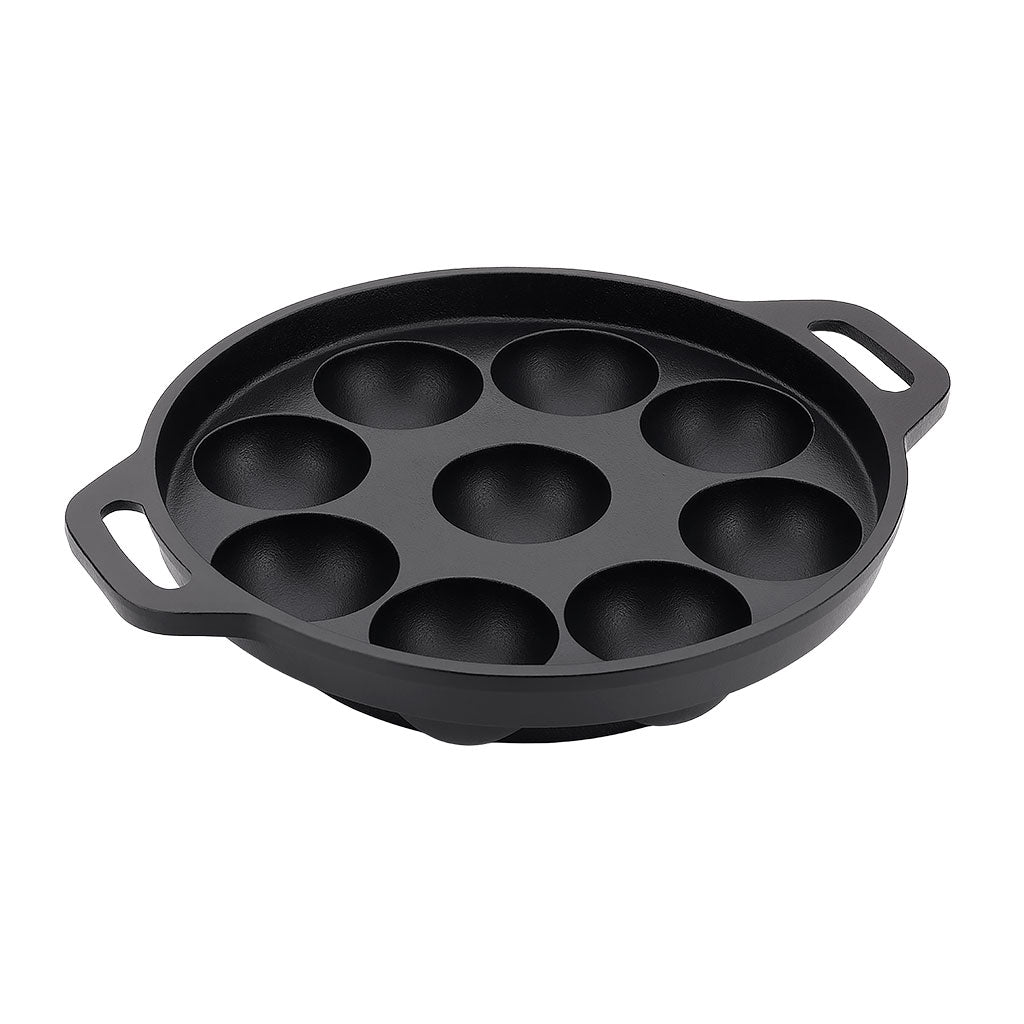Cast Iron Paniyaram 9 Pit Round