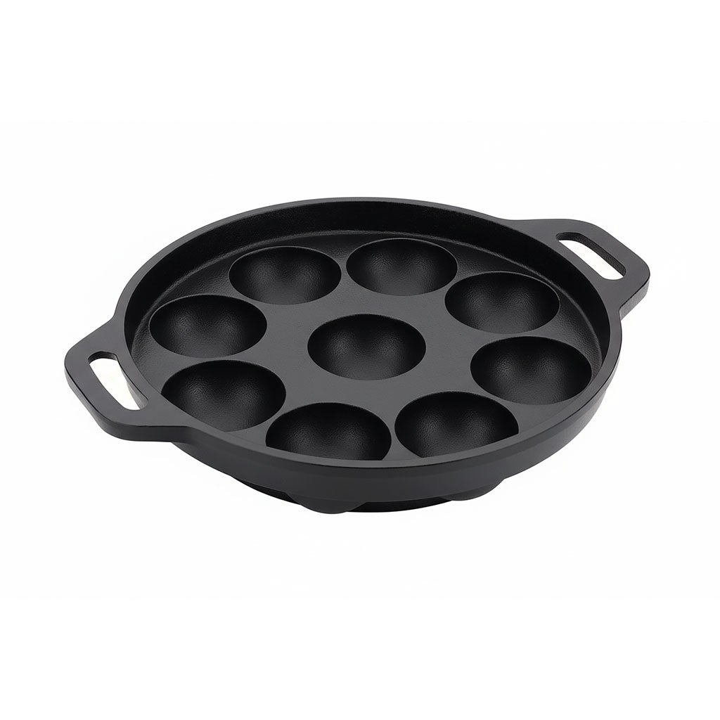 Cast Iron Paniyaram 9 Pit Round
