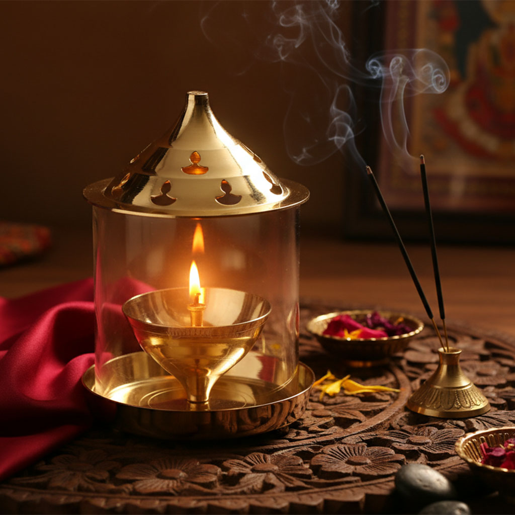 Sanatan Brass Diya With Cover Medium
