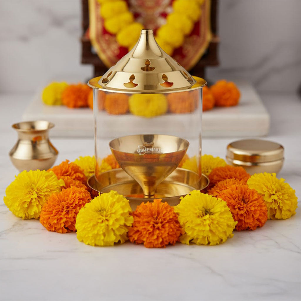 Sanatan Brass Diya With Cover Medium